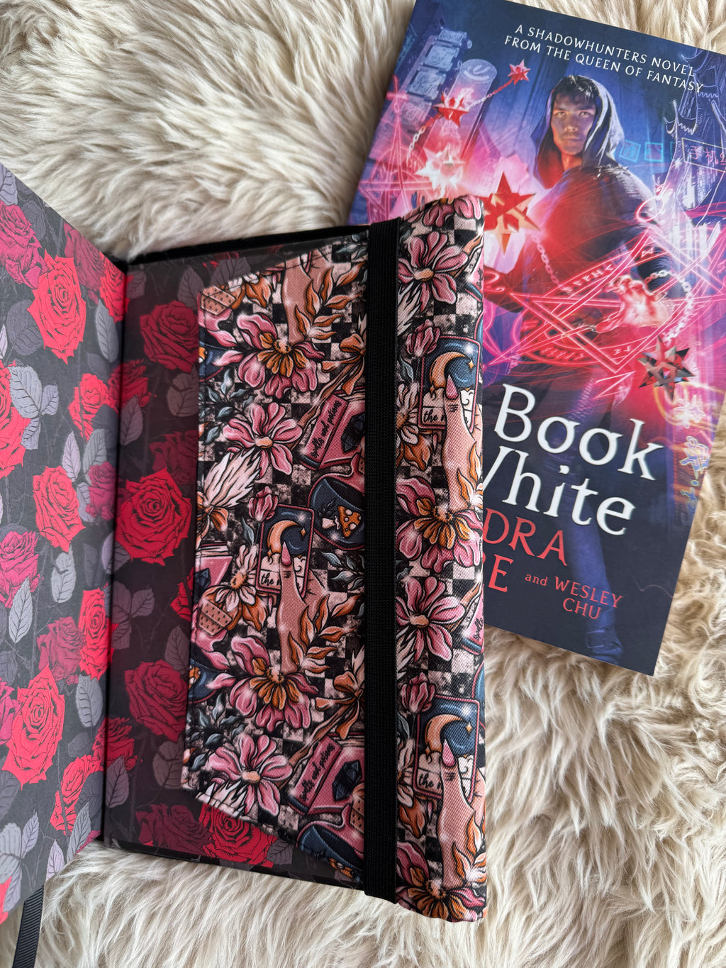 Floral reader dust jacket