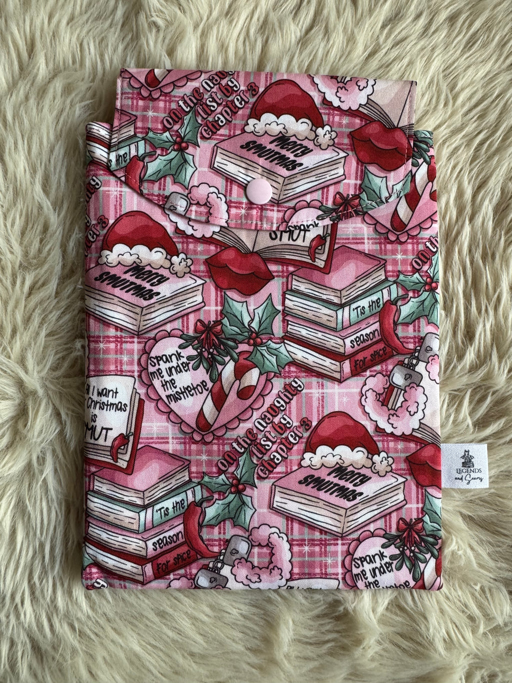 Smutmas (Pink tartan) Small eReader and Book Sleeve