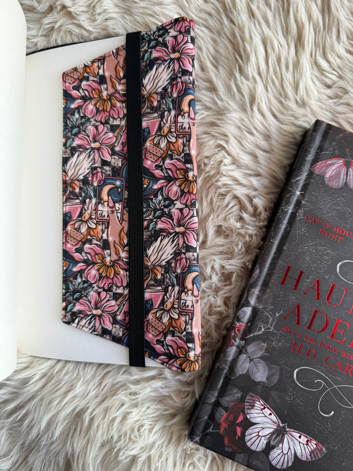 Floral reader dust jacket
