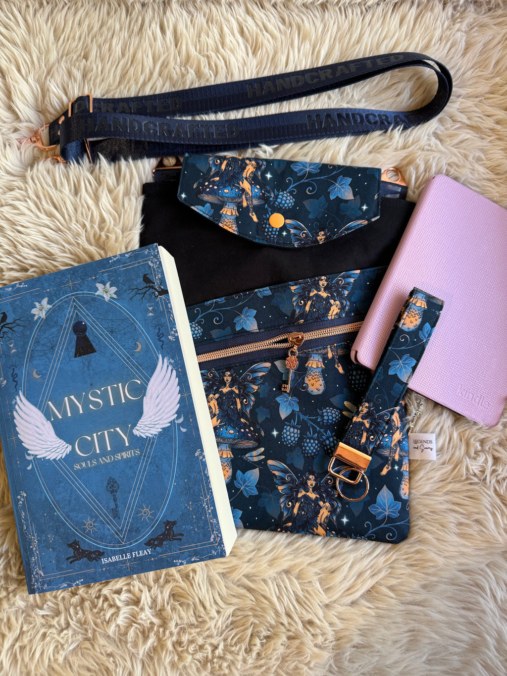 Mushroom Fairy (Blue and Peach) Large 3in1 Sleeve with adjustable strap
