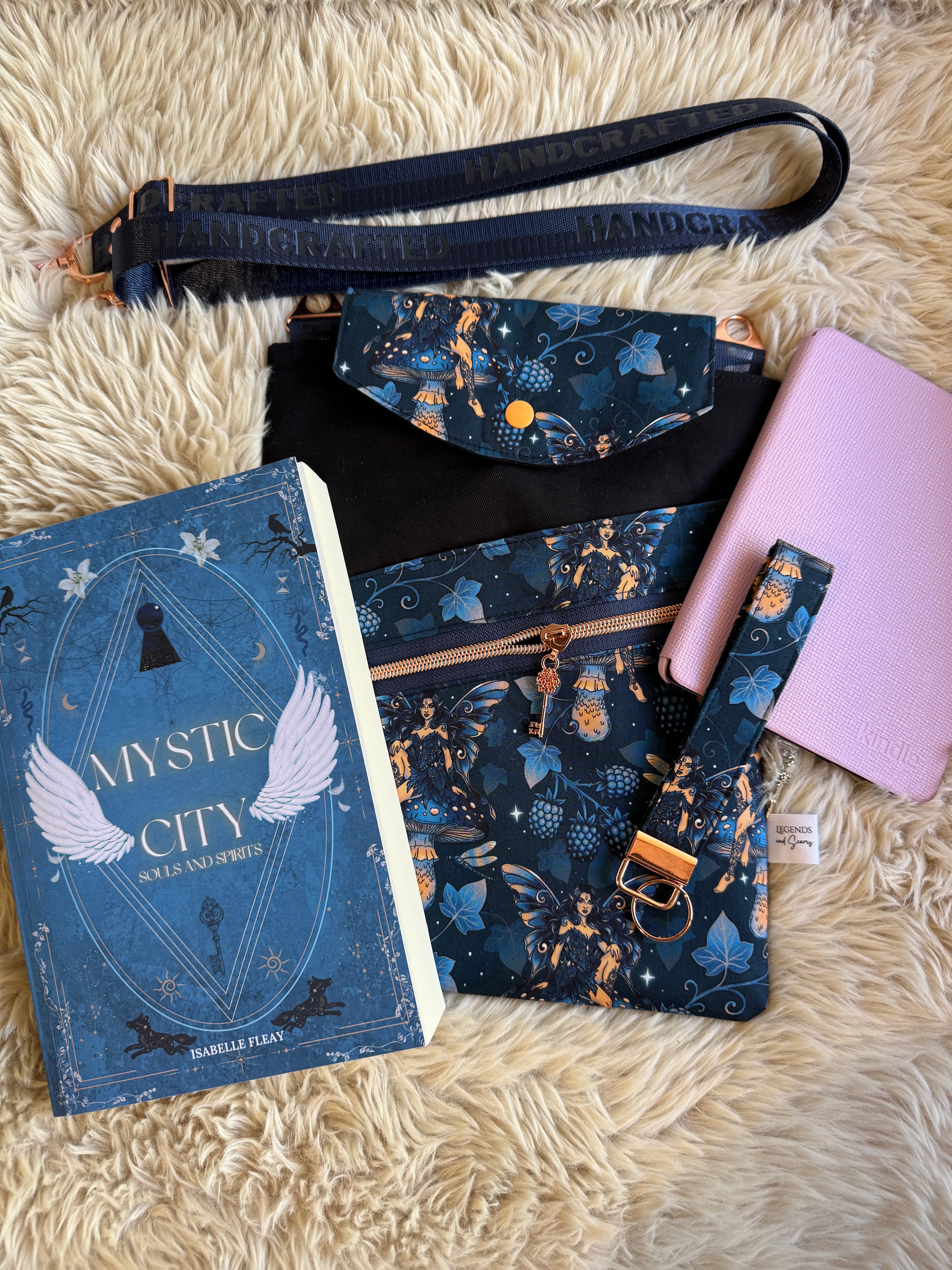 Mushroom Fairy (Blue and Peach) Large 3in1 Sleeve with adjustable strap