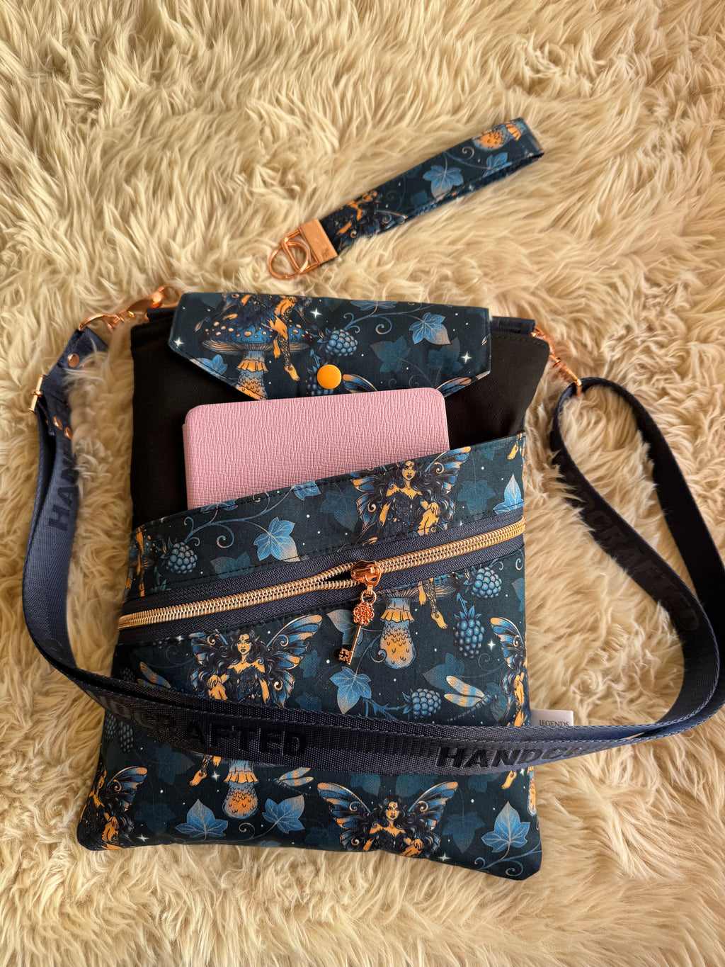 Mushroom Fairy (Blue and Peach) Large 3in1 Sleeve with adjustable strap