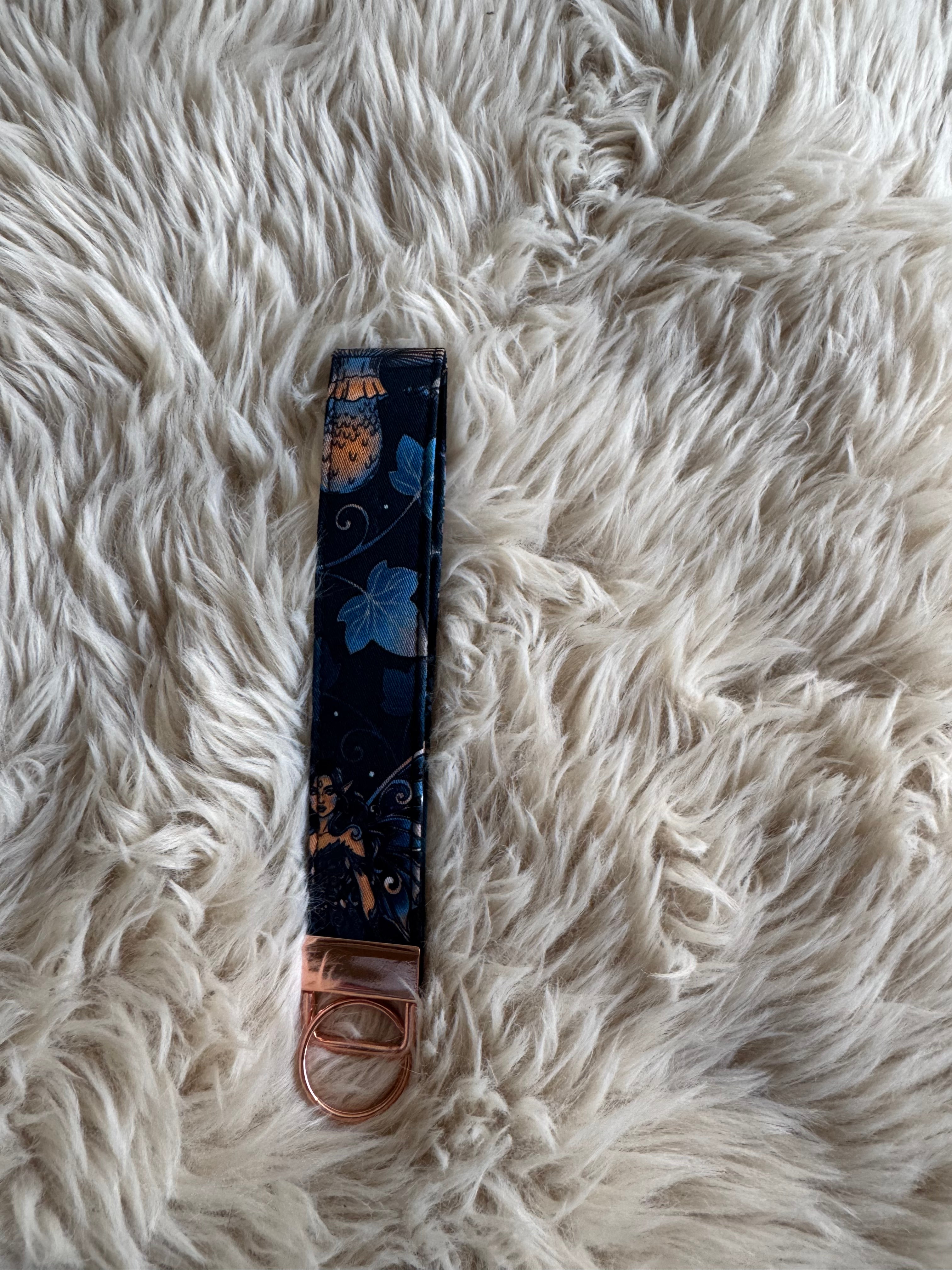 Blue and peach fairy Wristlet