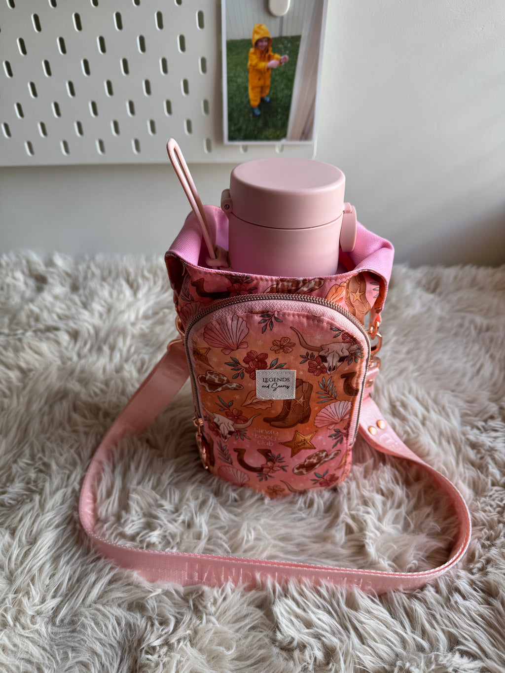 Sunset Cowgirl Water Bottle Sling with Adjustable Strap