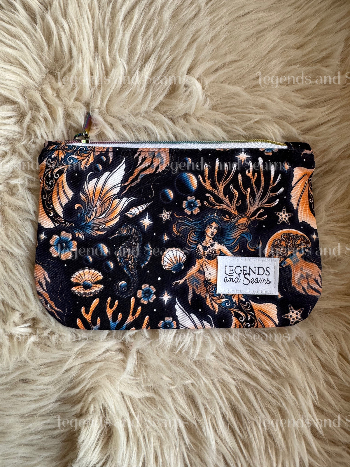 Mermaid (Blue/Peach) Pouch